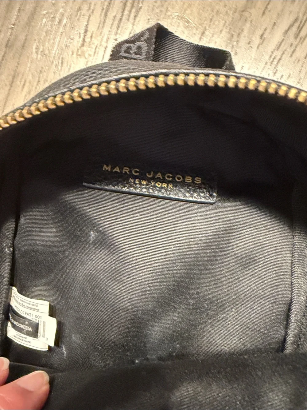 Marc Jacobs Black Pebbled Leather Mini Backpack with Gold Hardware
